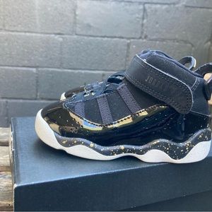 Black Patient Leather Gold Trim High Top Jordan 11 Sneakers Size 7C Toddler